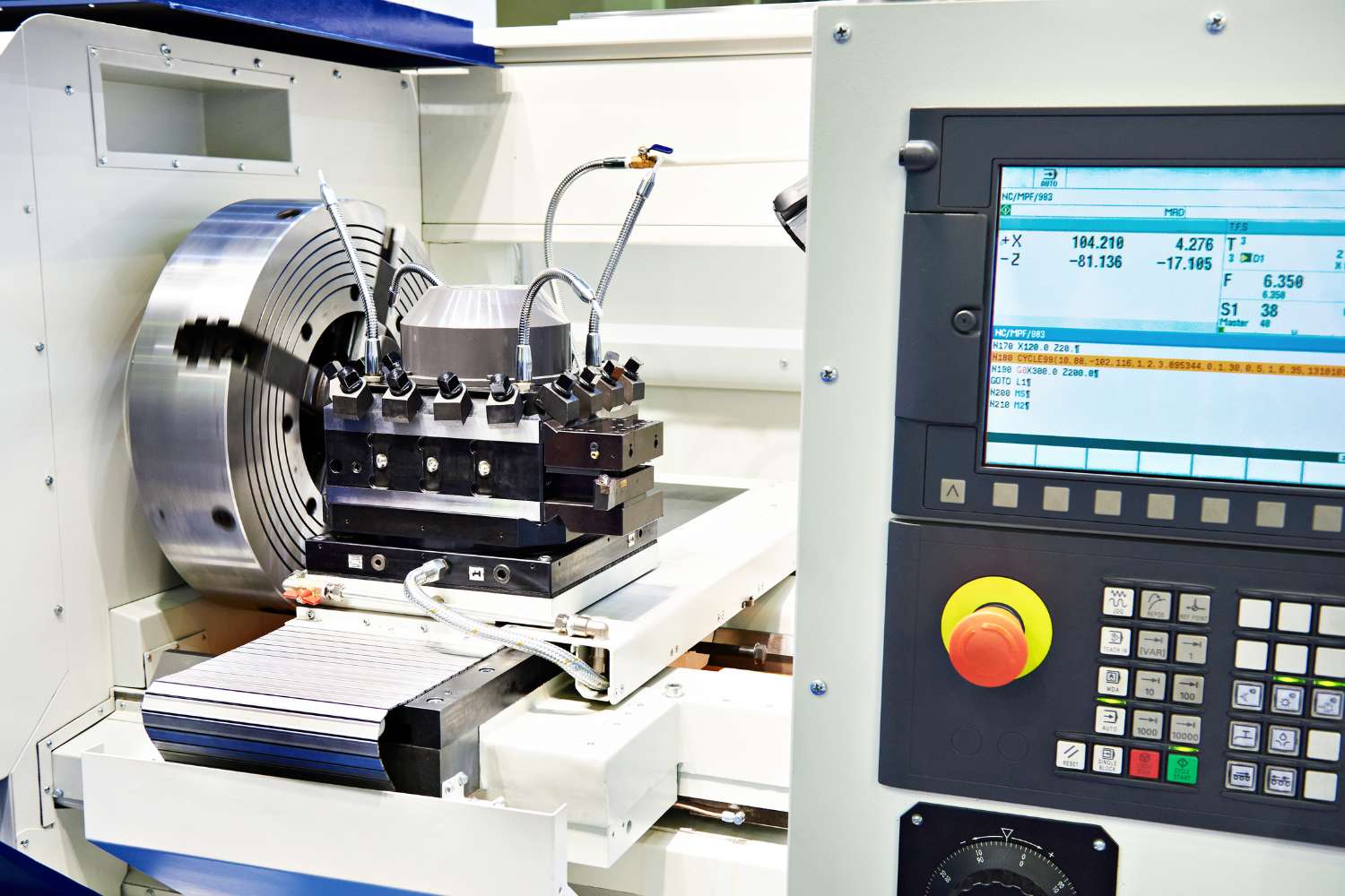 CNC lathe machine with monitor